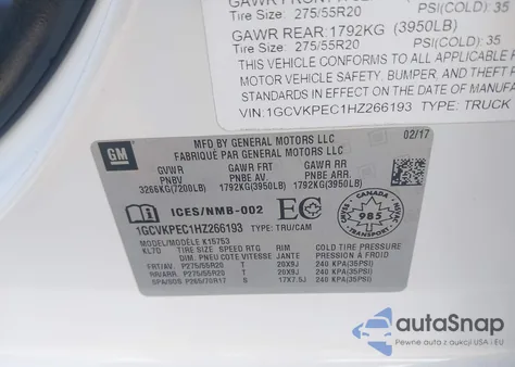 2017 Chevrolet Silverado 1500 Custom из США, поврежденный, VIN 1GCVKPEC1HZ266193